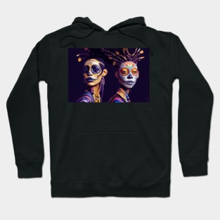 Two people with voodoo makeup on thier faces Hoodie